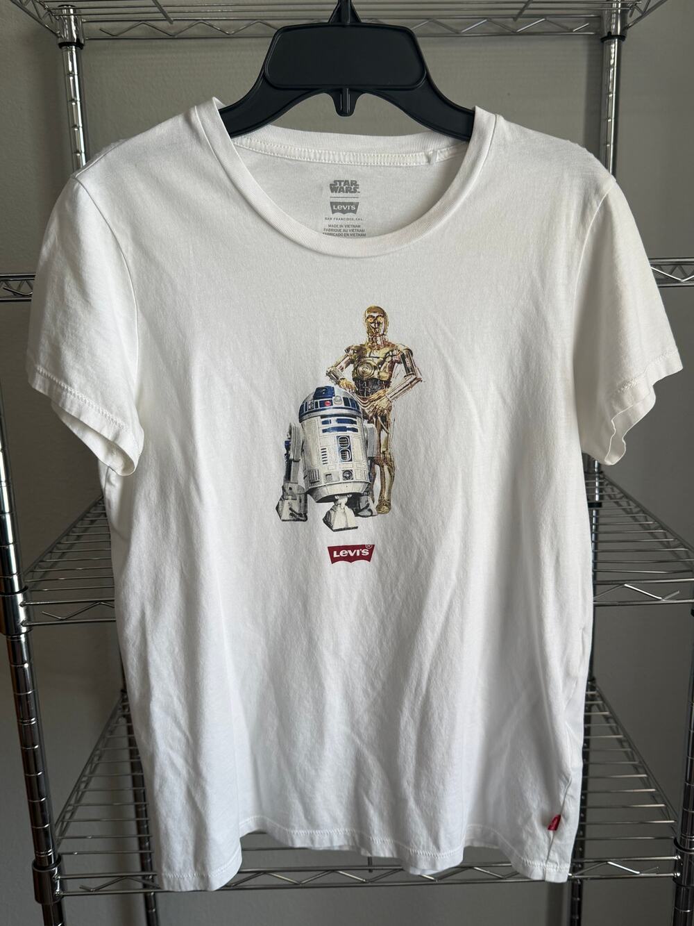 Levi's x Star Wars Women's Small T-Shirt White R2-D2 C-3PO Graphic Tee
